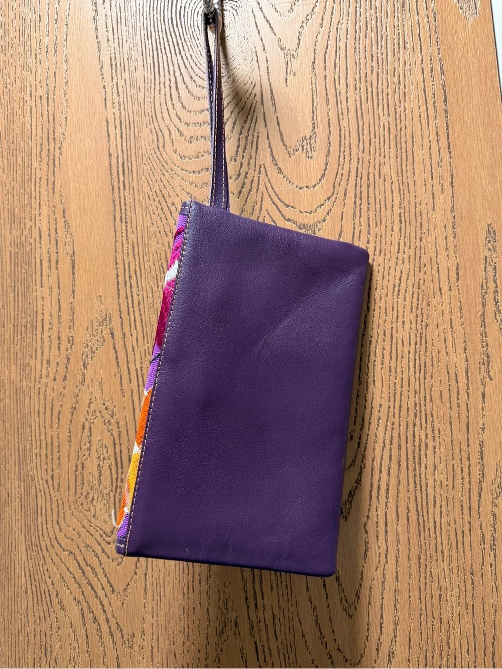Handmade Guatemala Artisan Embroidered Wristlet Clutch | Purple